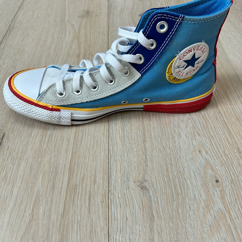 ❌SOLD💰Converse Chuck Taylor Blue and Red High-Top Double Logo Sneakers Men size7 - Picture 2 of 12